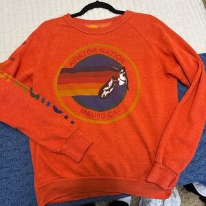 Aviator Nation womans Vibrant Orange Crewneck Sweater